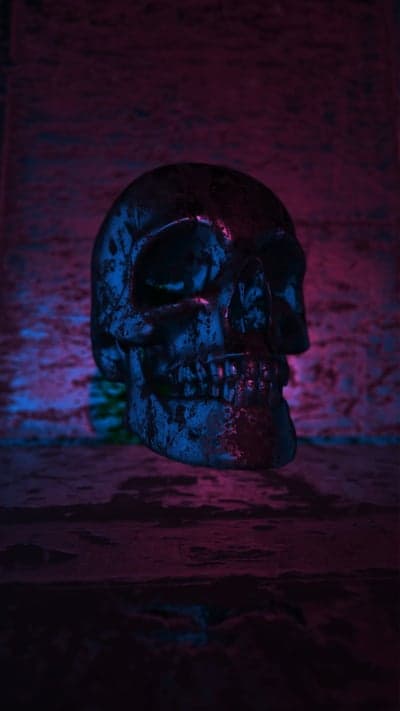 Glowing Gothic Skull Neon Pink Blue Phone Background