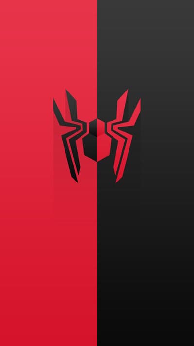 Spider-Man Logo Split Red and Black Minimalist Wallpaper