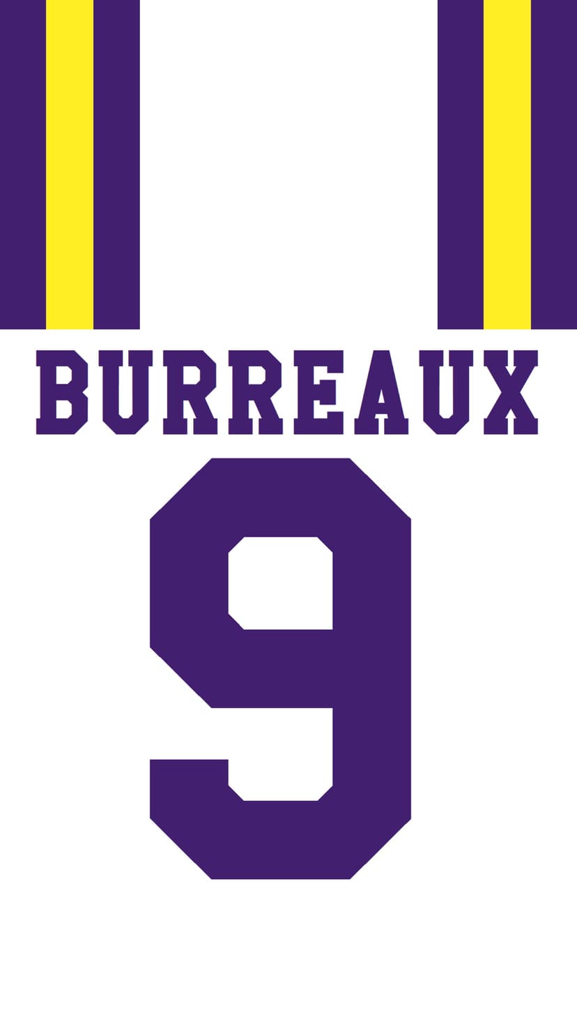LSU Burreaux jersey features a large purple number nine and gold accents on textured athletic fabric.