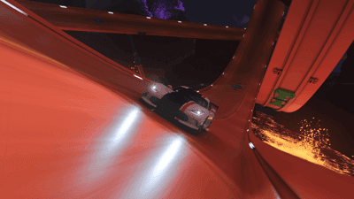 Hot Wheels Race Car on Orange Track