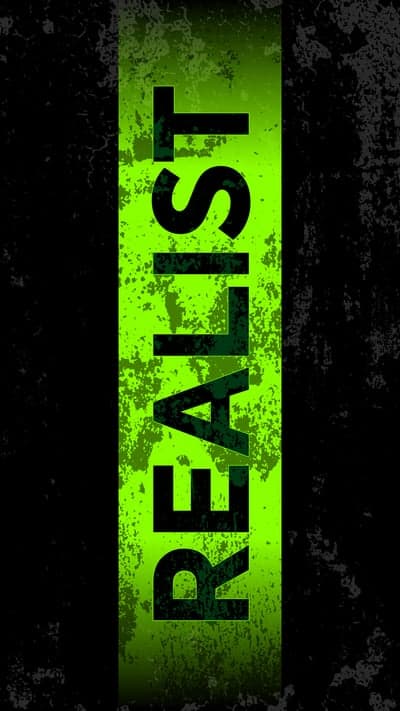 Green and Black "Realist" Grunge Vertical Text Graphic