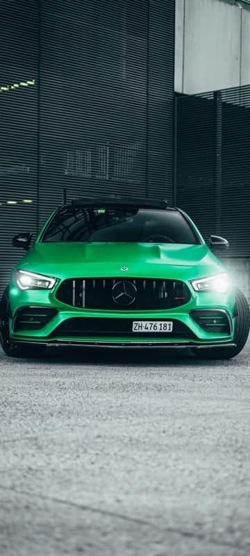 Green Mercedes-AMG CLA 45 S Front View