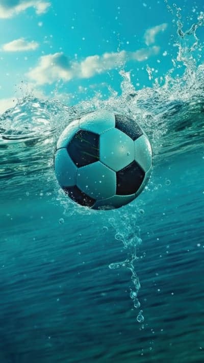 Refreshing Soccer Ball Splash Vertical Phone Wallpaper