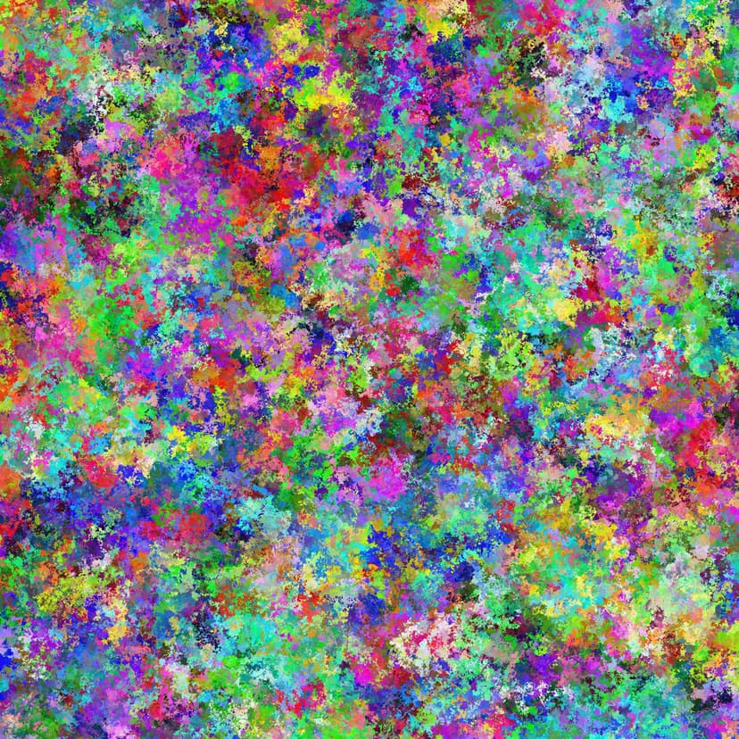 Bright paint splatters and textured brushstrokes create a dense, multi-colored explosion of neon liquid patterns.