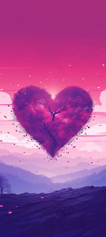 Heart-Shaped Tree Floating Above Mountains