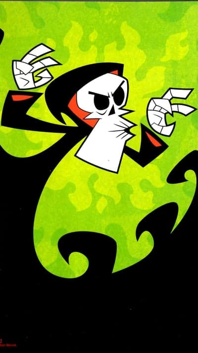 Grim Reaper Billy and Mandy Green Neon Phone Background