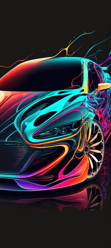 Vibrant Neon Abstract Sports Car Design