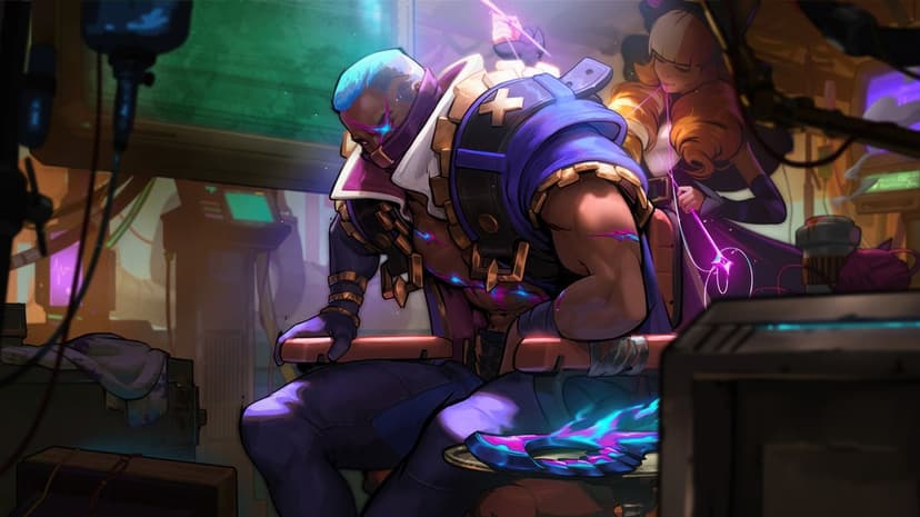 Pyke assassin character lunges through turquoise water with a jagged bone blade in this dark cinematic art.