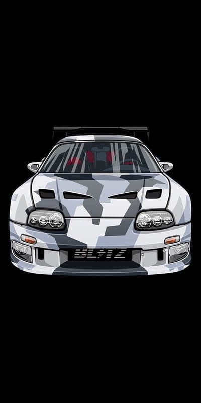 Camouflaged Toyota Supra drift car digital art