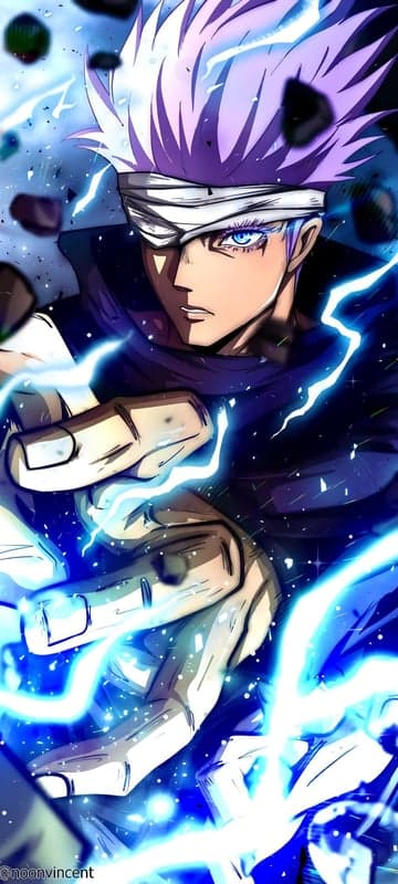 Gojo Satoru Blue Lightning Energy Attack Anime Art
