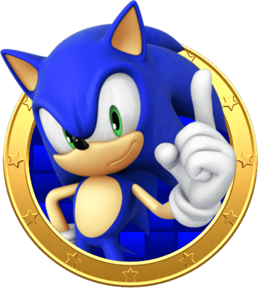 Sonic and Mario characters stand in dynamic action poses showcasing vibrant colors and 2D video game art styles.
