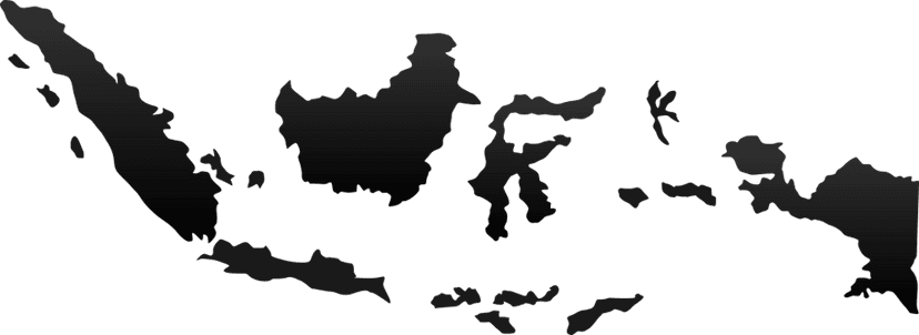 Indonesia map silhouette features black hand-drawn island outlines on a transparent background with a matte finish.