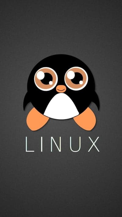 Cute Tux Penguin with Linux Text - Dark Background