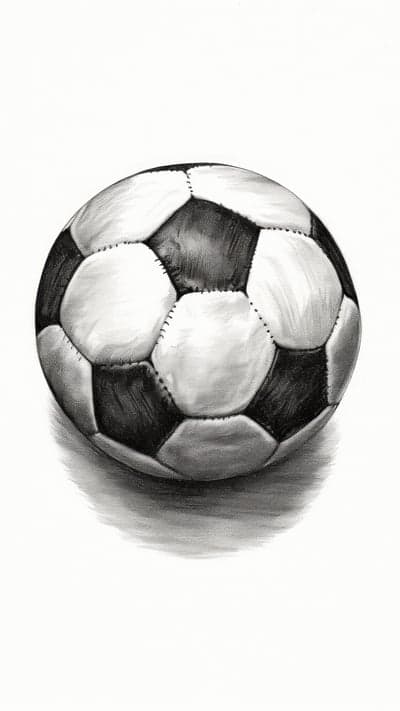 Realistic Pencil Sketch of a Classic Soccer Ball