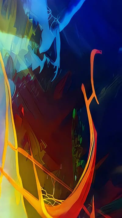 Abstract Fiery Dragon with Blue and Yellow Hues