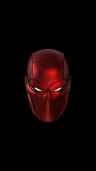 Red Hood mask glowing eyes dark background wallpaper