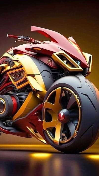 Futuristic Red and Gold Motorcycle