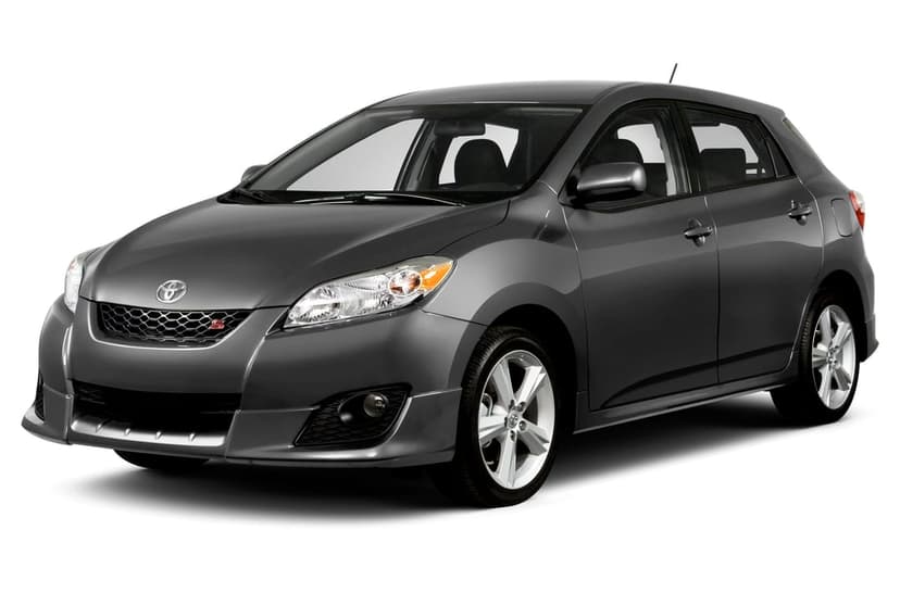 Dark gray Toyota Matrix S hatchback in a three-quarter view against a plain white studio background.