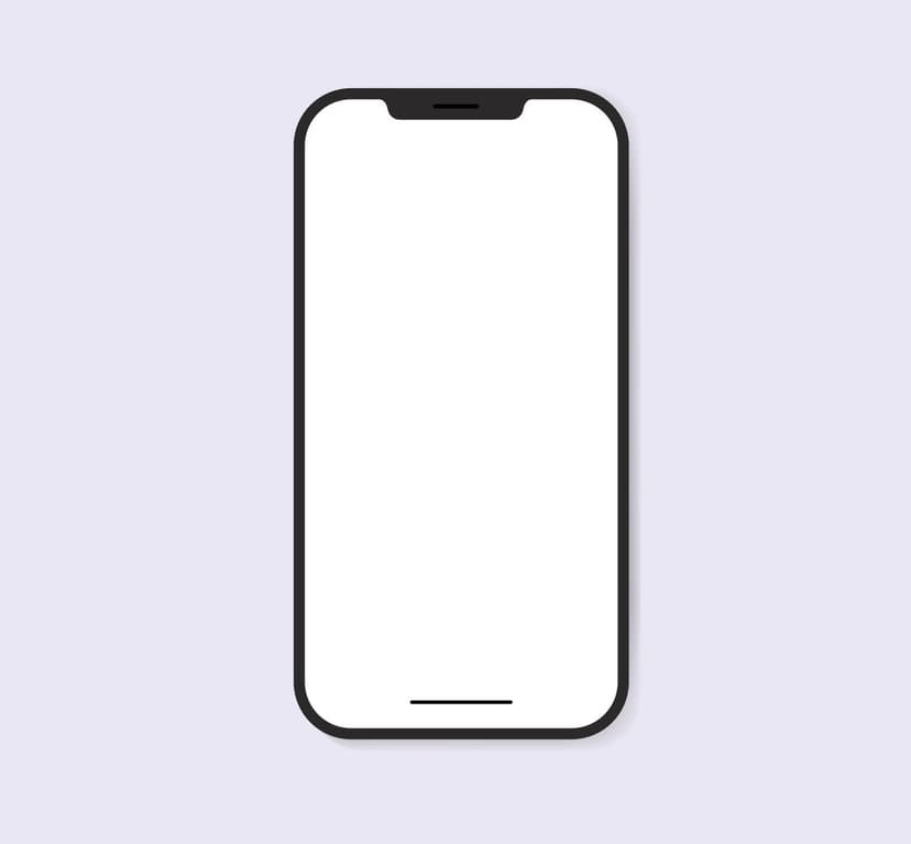 iPhone mockup showing the glass screen and matte black frame against a transparent background in a front view.