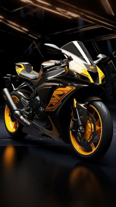 Sleek Black and Gold Sportbike Motorcycle