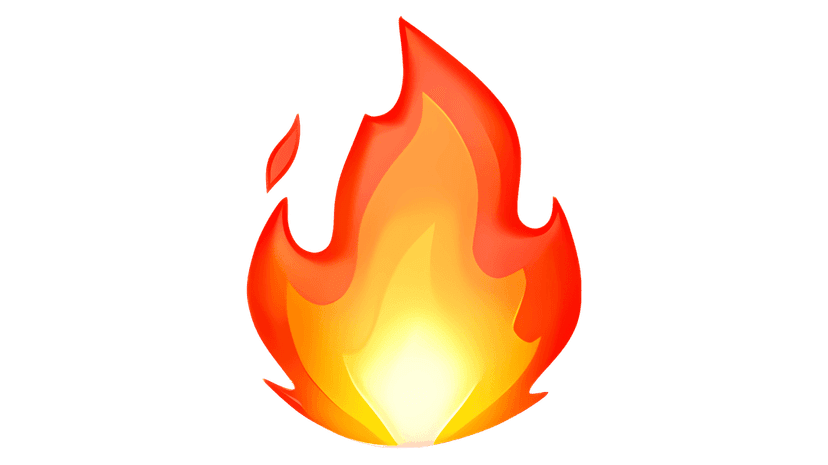 Luminous yellow fire row displays five distinct flames with glowing amber edges and bright central hot spots.