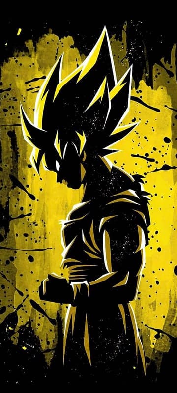 Goku Super Saiyan Black and Yellow Silhouette Art