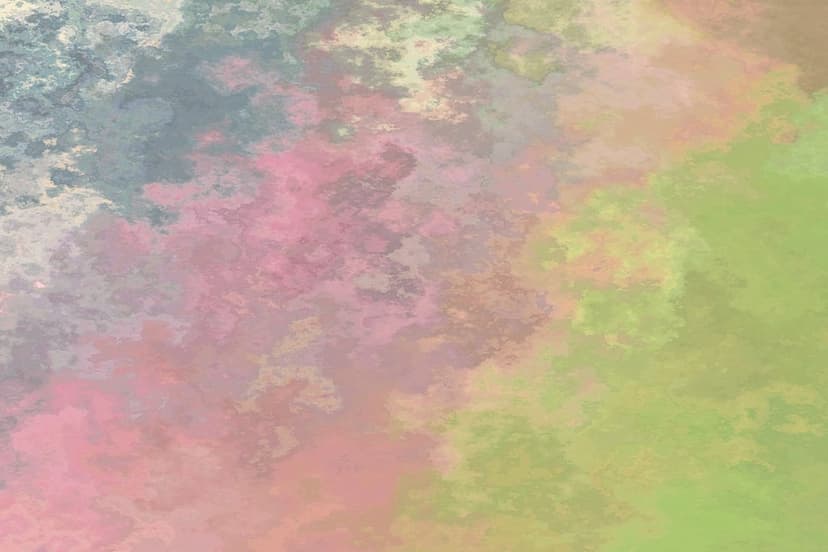 Soft pink, green, and blue watercolor paint blends across a textured surface with organic, fluid shapes.