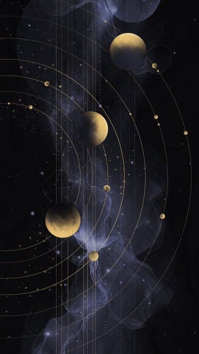 Celestial Abstract Art with Planets and Nebulae
