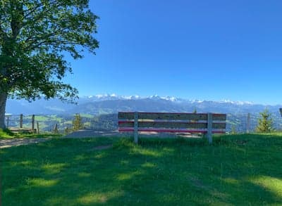 Swiss Alps Mountain Bench Vista Mobile Screen Background