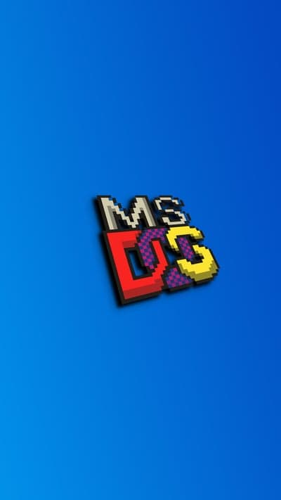 MS-DOS Pixel Art Logo on Blue Background