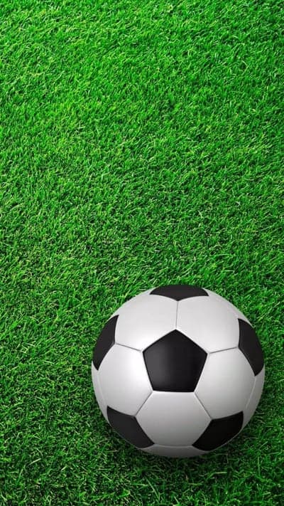 Classic Soccer Ball on Green Turf Mobile Phone Background