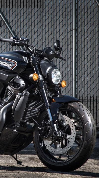 Black Harley-Davidson Motorcycle Front Wheel and Fender