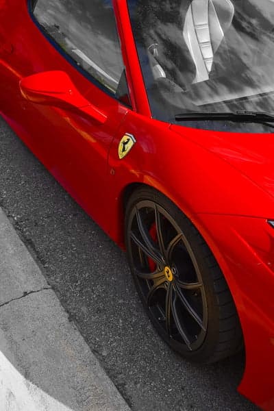 Red Ferrari Door and Wheel Close-up