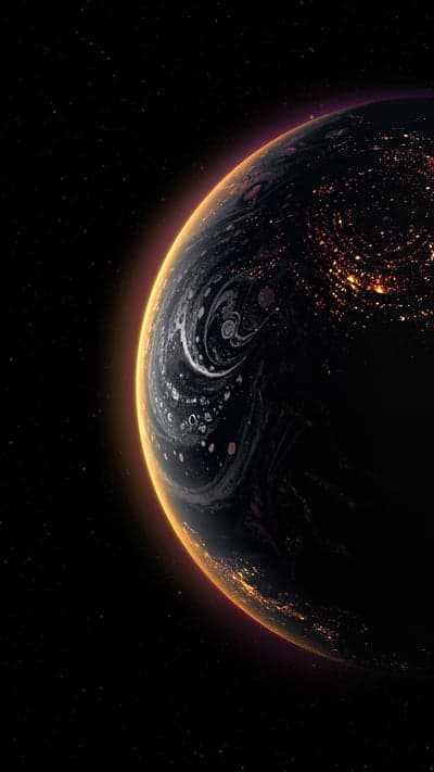 Earth Night City Lights and Cosmic Nebula Phone Wallpaper