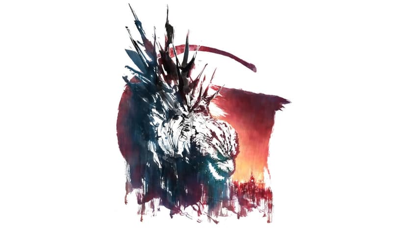 Godzilla kaiju wallpaper featuring a high-contrast profile with glowing neon highlights and abstract textures.