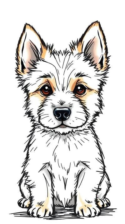 Adorable Puppy Drawing with Brown Eyes and Floppy Ears