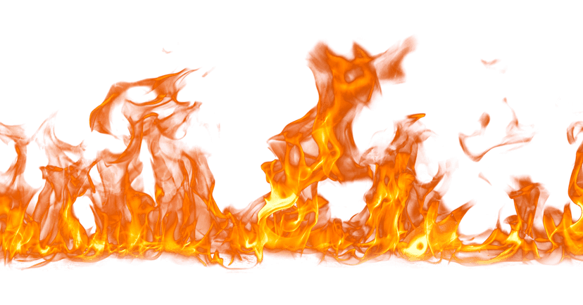 Stylized fire flame illustration featuring vibrant red and orange color gradients with sharp pointed tips.