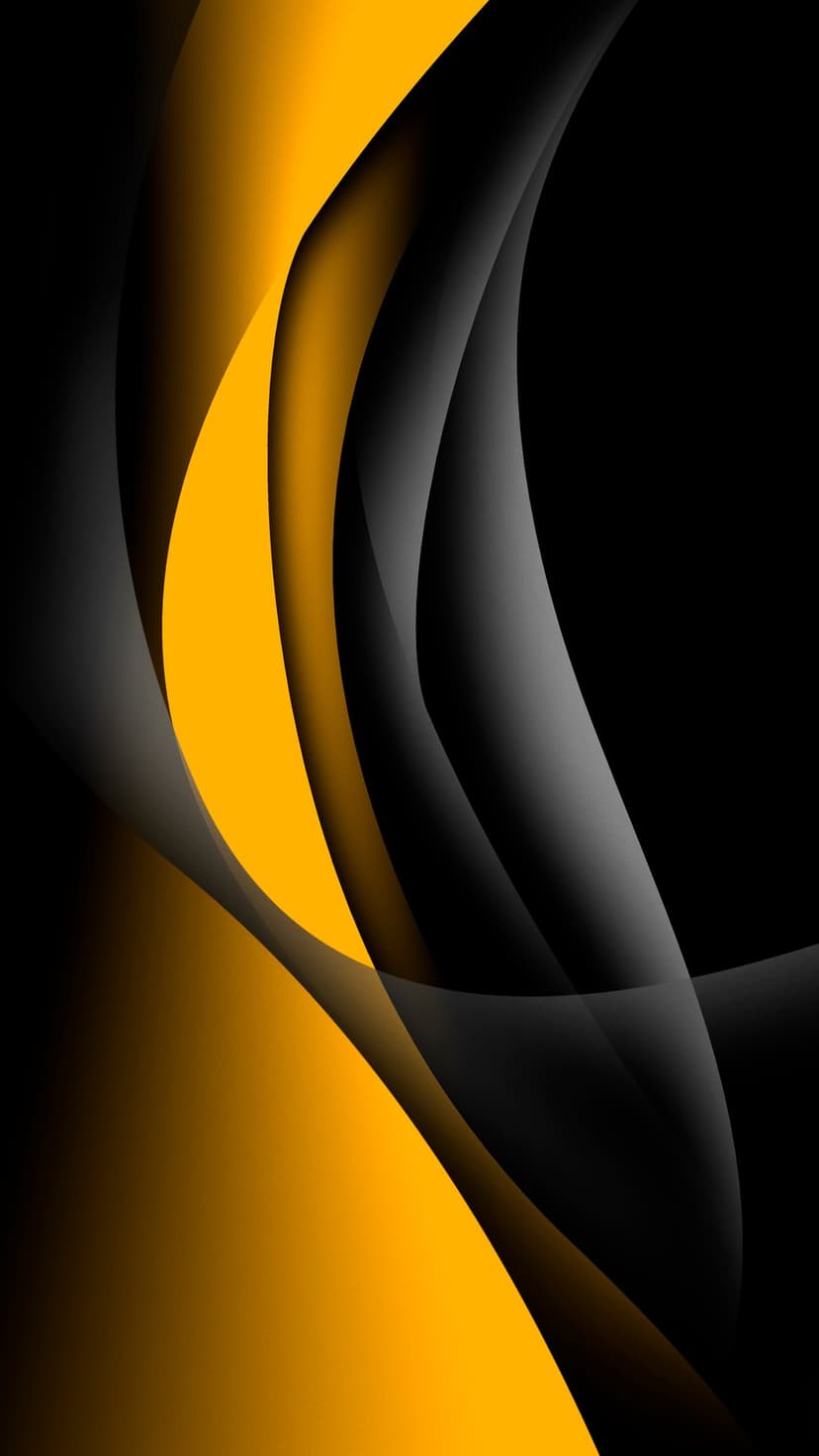 Flowing orange and charcoal waves curve gracefully over a solid black background in a minimalist vertical composition.