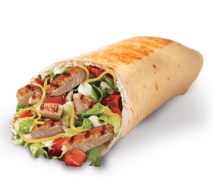 Assorted grilled chicken wraps and toasted bread slices featuring golden brown grill marks on transparent background.