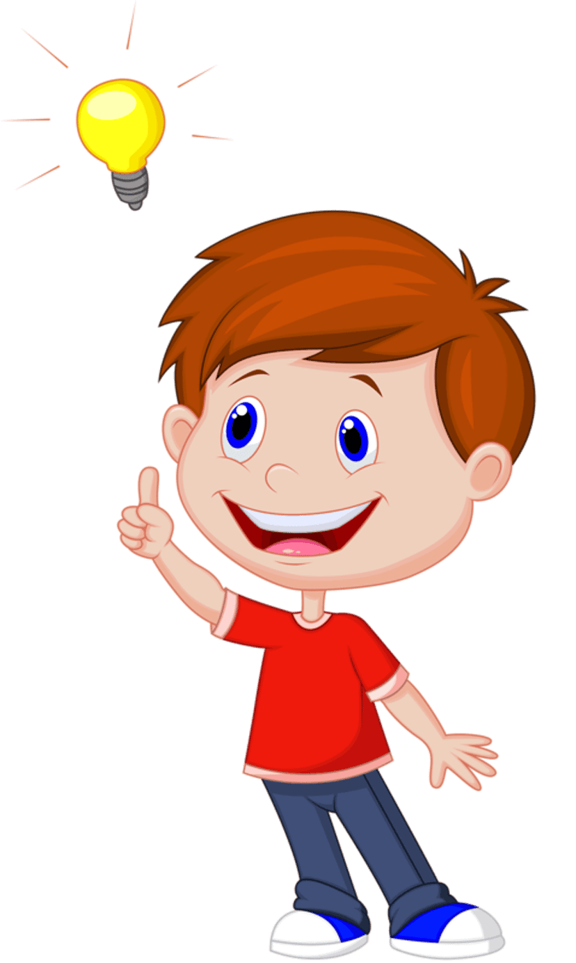 Boy student raising his hand in a classroom gesture, featuring orange clothing and flat vector art style.