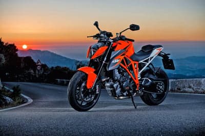KTM Super Duke R Motorcycle at Sunset Mountain Road Wallpaper
