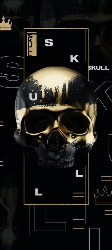 Gold Dripping Skull Black Grunge Gothic Wallpaper