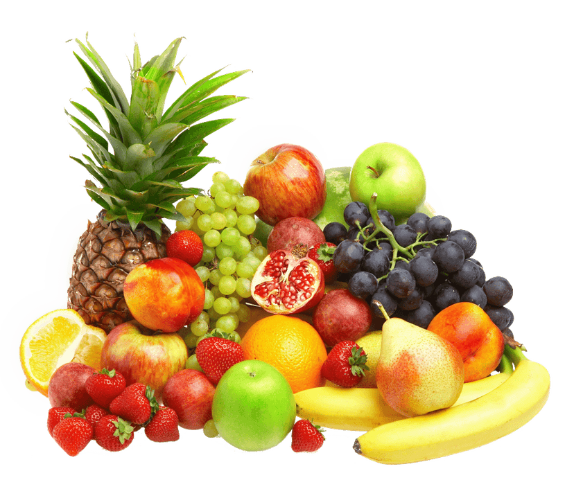 Assorted fresh fruit medley featuring vibrant oranges, ripe berries, and tropical slices on a clear background.