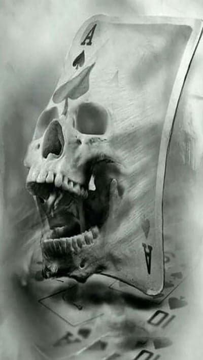 Ace of Spades Skull Poker Card Dark Mobile Wallpaper