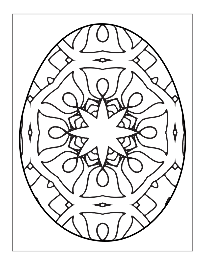 Black mandala illustration featuring a symmetrical starburst center and intricate geometric ink linework.