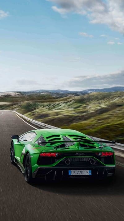 Green Lamborghini Aventador SVJ Mobile Phone Wallpaper