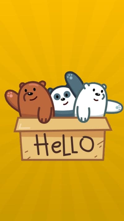 Cute Bears in a Box Saying Hello