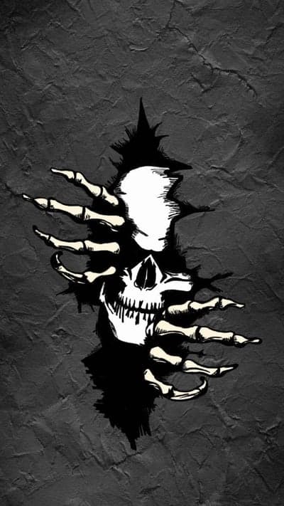 Macabre Skull Tearing Through Dark Texture Wallpaper