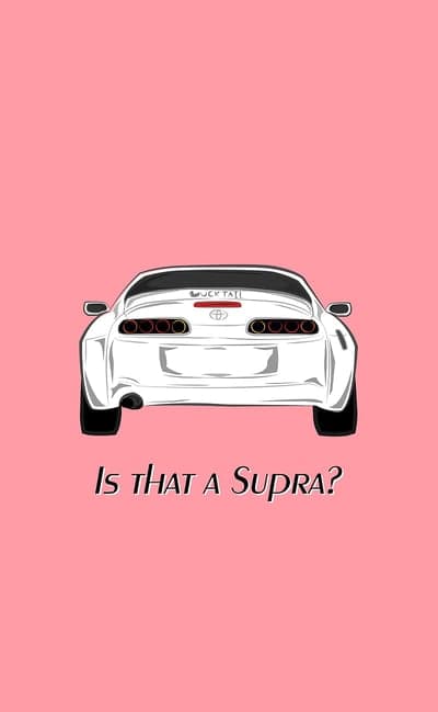 White Toyota Supra MK4 Rear View Pink Mobile Wallpaper