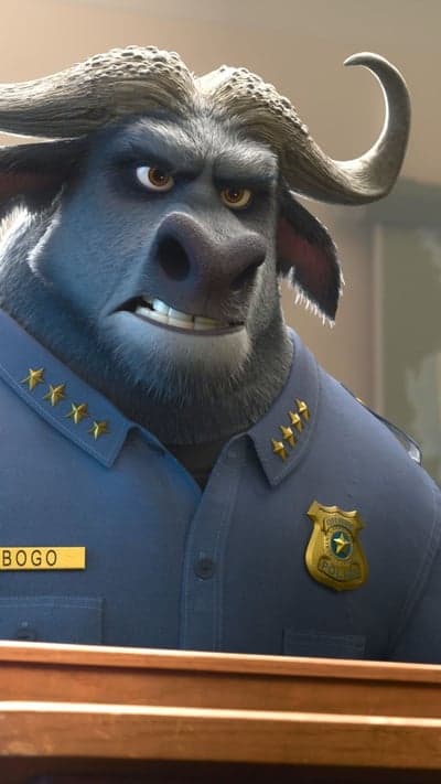 Chief Bogo from Zootopia, stern buffalo police chief